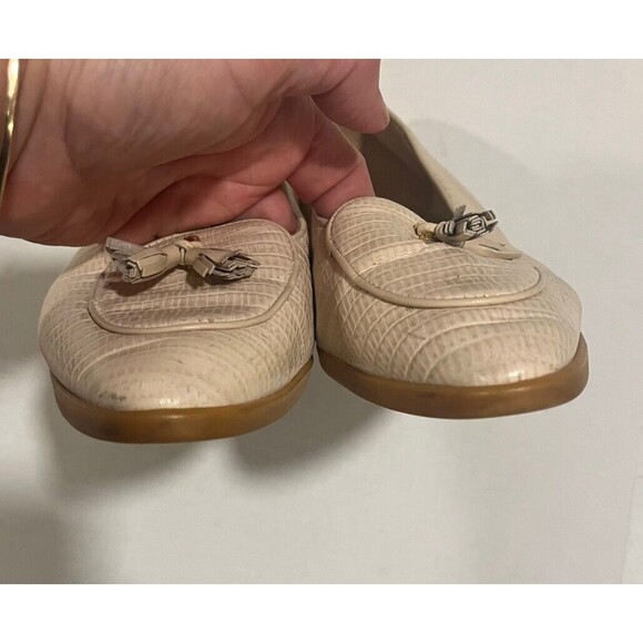Vintage Women’s Bally ‘Gerry’ Tasseled Bone Loafers Embossed Snake Skin Sz 10 - Picture 2 of 8